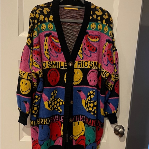 FARM Rio Sweaters - FARM Rio Multicolor Smiley Cardigan